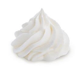 Whipped cream isolated on white background with clipping path.