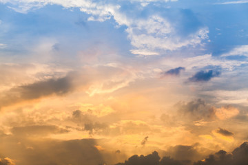 colorful dramatic sky with cloud at sunset