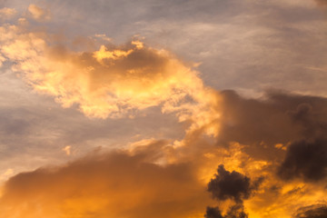 colorful dramatic sky with cloud at sunset