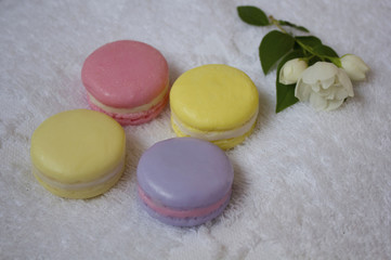 Beauty spa, bath bomb, aroma cosmetic soap with towel, flower branch. Natural aromatherapy ball for care, wellness, health, treatment, hygiene, relaxation. Relax bathroom. Object for luxury therapy