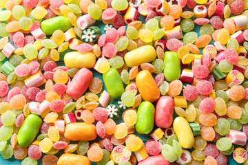 Tasty colorful candies, closeup