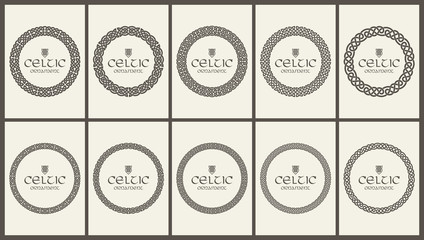 Celtic knot braided frame border ornament set. A4 size