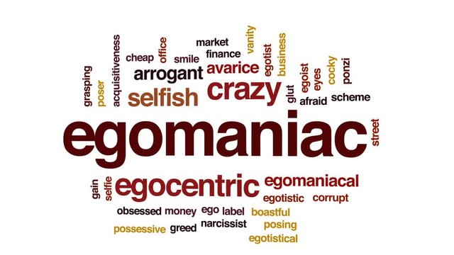 Egomaniac word cloud, text design animation.