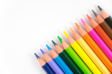 colorful pencil on white background