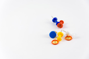 Push pins isolated on white background