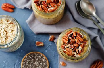 Pumpkin Chia seeds overnight oats with pecans