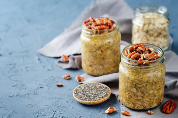 Pumpkin Chia seeds overnight oats with pecans