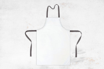 White apron on white vintage texture or background. Top view