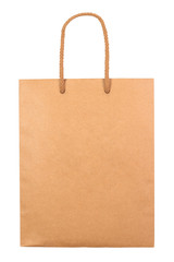 Blank craft paper shopping bag isolated on white background