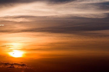 colorful dramatic sky with cloud at sunset