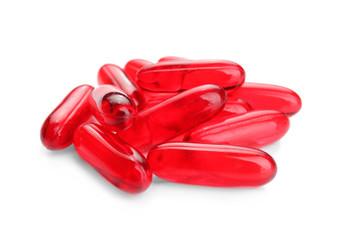 Health care concept. Colorful pills on white background