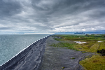 Vik beach under a cloudy sky in Iceland