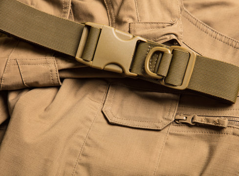 Clasp on the textile pocket.