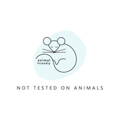 Design icon. Product  is not tested on animals. Symbol with mouse. Vector illustration line style.