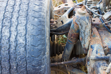 Old rusty chassis frame