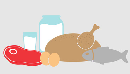 Group of protein food flat design