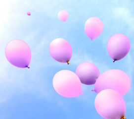 Violette Ballons tanzen