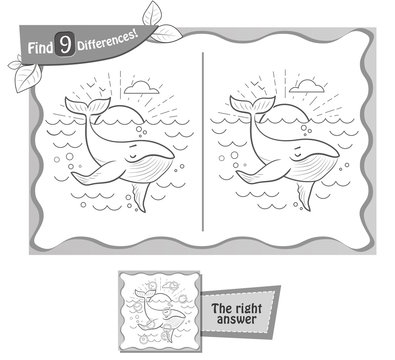 find 9 differences game whale