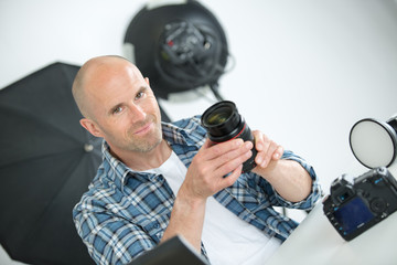 photographer posing in the studio