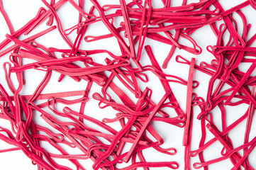 Red rubber bands isolated on white