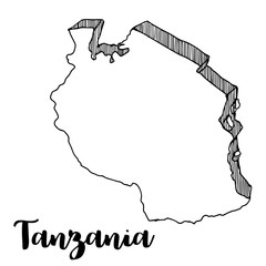 Hand drawn of Tanzania map, vector illustration