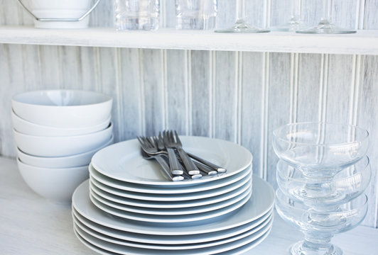 White Dishes and Glassware