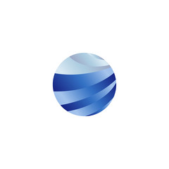 Abstract isolated round shape liquid, blue color ocean, wave and sky, cloud logo. Water stylized vector logotype.