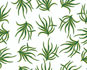 Seamless decorative template texture with green and beige leaves. Seamless stylized leaf pattern. - 165122639