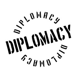 Diplomacy rubber stamp. Grunge design with dust scratches. Effects can be easily removed for a clean, crisp look. Color is easily changed.
