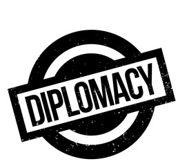 Diplomacy rubber stamp. Grunge design with dust scratches. Effects can be easily removed for a clean, crisp look. Color is easily changed.