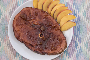 Glazed Ham Steak with Peaches