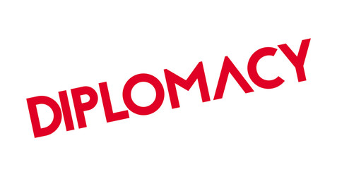 Diplomacy rubber stamp. Grunge design with dust scratches. Effects can be easily removed for a clean, crisp look. Color is easily changed.