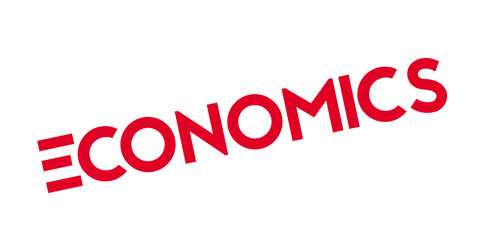 Economics rubber stamp. Grunge design with dust scratches. Effects can be easily removed for a clean, crisp look. Color is easily changed.