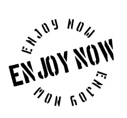 Enjoy Now rubber stamp. Grunge design with dust scratches. Effects can be easily removed for a clean, crisp look. Color is easily changed.