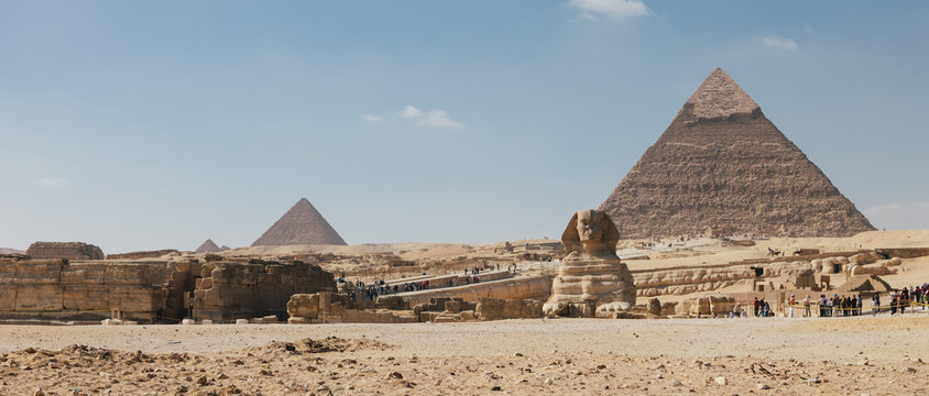 The sphinx and the great pyramid of Giza just outside of Chiro, Egypt