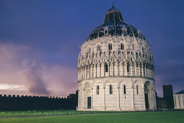 The Baptistery . Campo dei Miracoli, Pisa, Italy.