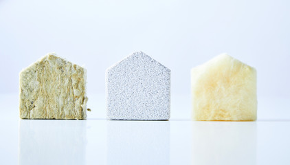 Natural textured house shapes on white background