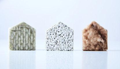 House shapes made from building materials