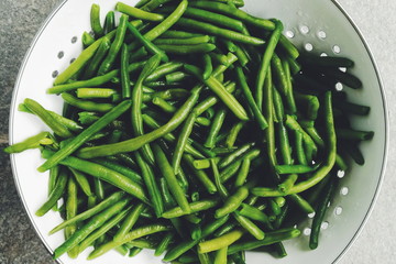 Green beans on white background 