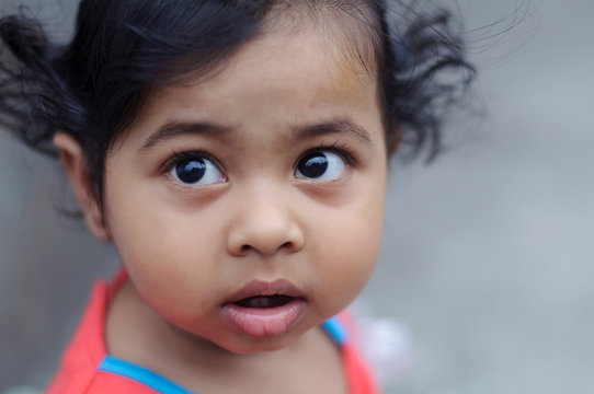 Close up portrait of cute baby girl
