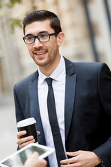 Portrait of handsome businessman outdoor