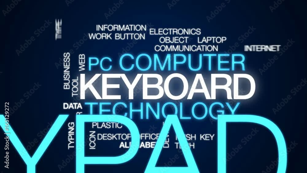 Poster keyboard animated word cloud, text design animation.