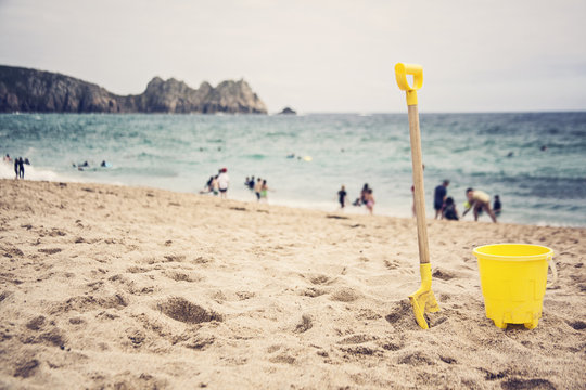 Bucket and spade on the beach