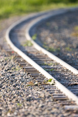 Miniature train tracks at park