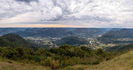 Fototapeta na wymiar Panoramic View at Ninho das Aguias (Eagle's Nest) - Nova Petropolis, Rio Grande do Sul, Brazil
