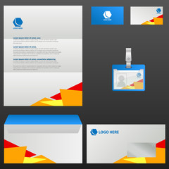 Naklejka premium Corporate stationery template design illustration on black background.