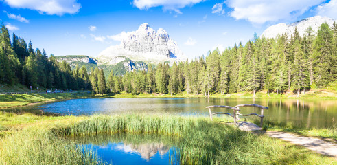 Fototapeta premium Mountain landscape of Dolomiti Region, Italy.