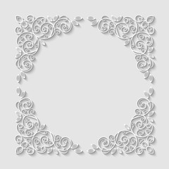 Abstract decorative 3d floral frame. Vector Illustration