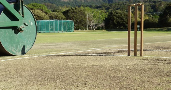 Cricket roller used to prepare pitch at cricket ground