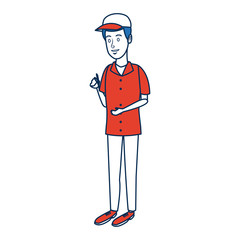 man in uniform of delivery worker standing